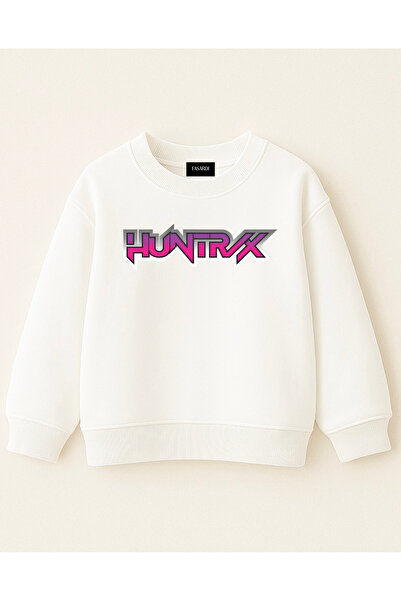 fasardi K-pop Demon Hunters Huntrix Zoey Rumi Mira Ön Arka Baskılı Şardonsuz Oversize Kız Çocuk Sweatshirt