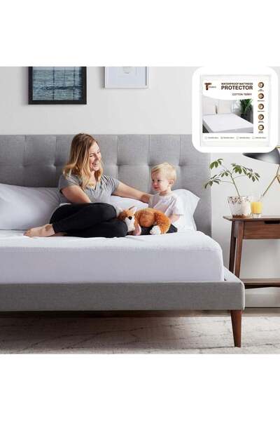 TEGRILO واقي مرتبة من القطن المقاوم للماء - مقاس كينج 200×200×30 سم