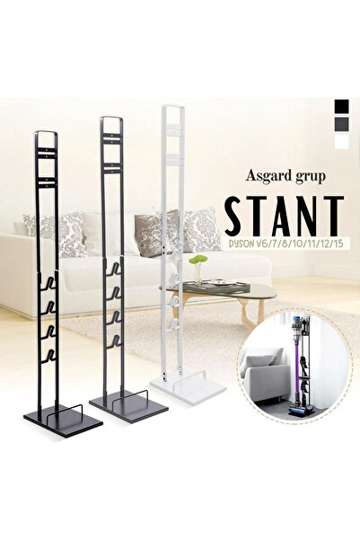 Asgard Grup Vertical White Color Vacuum Cleaner Stand Compatible with Dyson V15 - V12 - V11 - V10 - V8 - V7 - V6