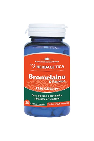 herbagetica Supliment alimentar Bromelaina si papaina, Herbagetica, 30 capsule
