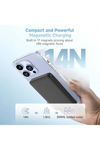 Generic Magnetic Power Bank, 5000mAh, 15W Ultra Slim Wireless Charger, MagSafe Compatible, iPhone & Android
