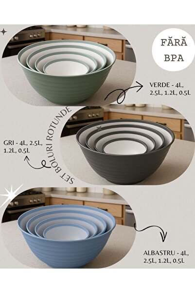 ArtPlast ROUND BOWL SET – 4 PIECES (4L, 2.5L, 1.2L, 0.5L)