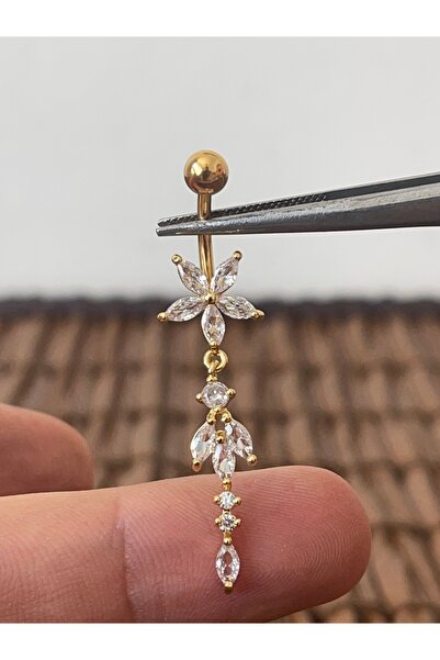 Rupen Kraft 316 L Cerrahi Çelik Markiz Kesim Taşlı Özel Tasarım Abiye Göbek P...