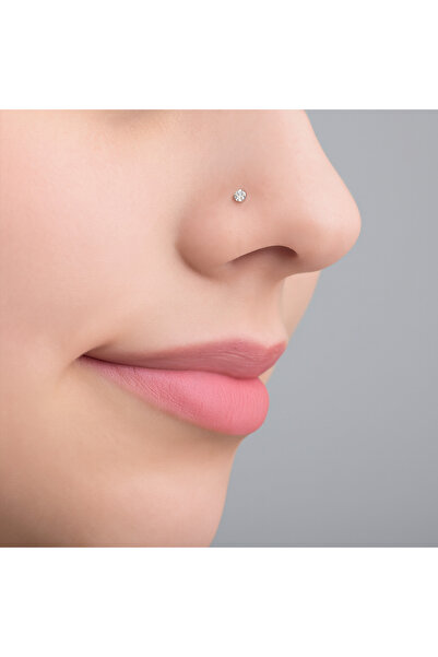 Heppii Cerrahi Çelik Minik Tektaş Burun Piercing Hızma 3 mm Taşlı