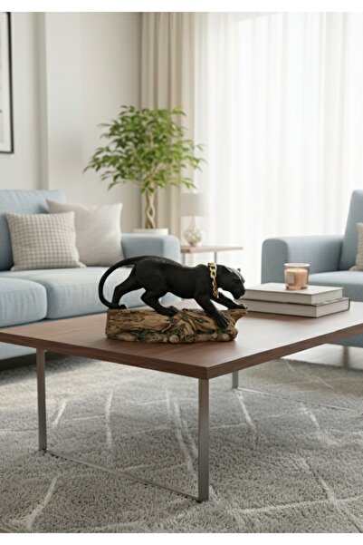 ZİLLİ SHOP El Boyaması Polyester Siyah Panter Heykeli