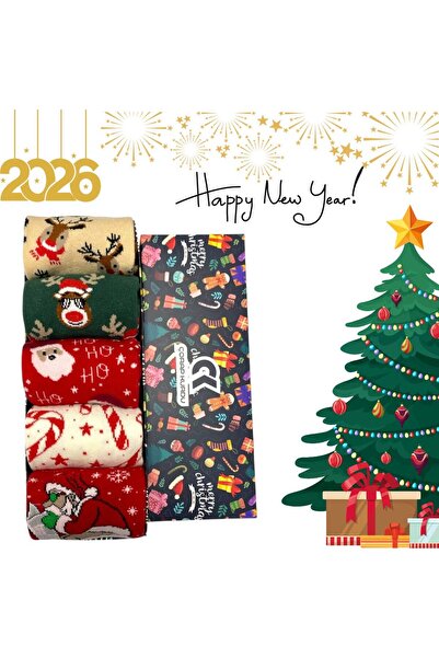 Çorap Kurdu Набір шкарпеток з різдвяним малюнком у коробці, 5 пар