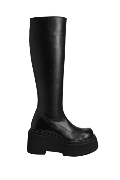 Giydim Gidiyor Seline Diz Üstü Kalın Tabanlı Çizme Siyah