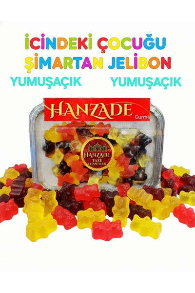 HANZADE GURME LEZZETLİ KARIŞIK MEYVELİ YUMUŞAK ŞEKERLEME AYICIK JELİBON 200 GR