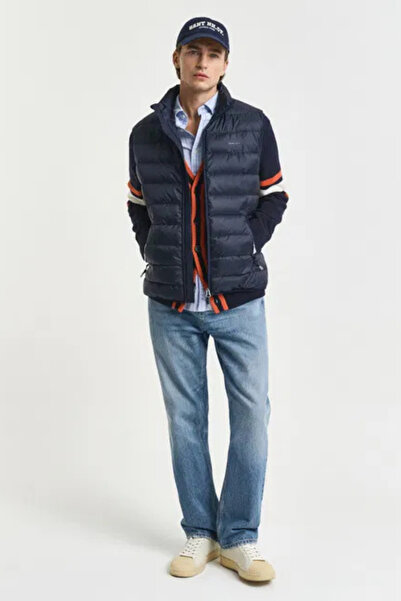 Gant Men's Navy Blue Regular Fit Mock Neck Goose down Vest