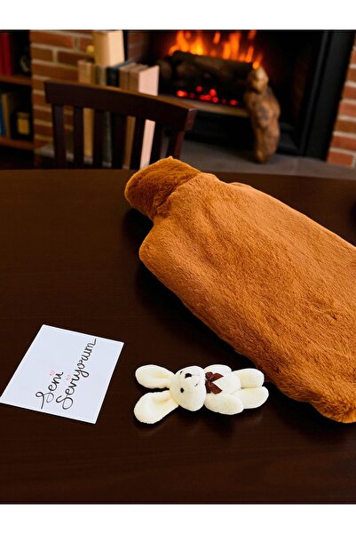 TREND COLOR Hot Water Bag Tan with Rabbit Plush, Comes with I Love You Card, Hot Water Bag with
