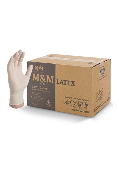 m&m كرتون قفازات طبية من اللاتكس خالية من البودرة - 1000 قفاز