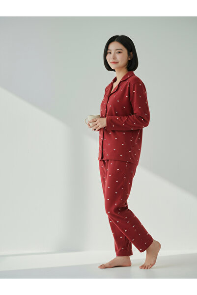 Bravie Suede Shirt Pajama Set 7004 Polka Dot