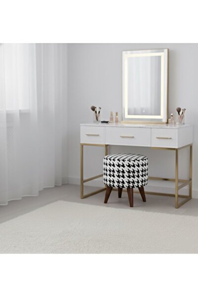 Smartness Makyaj Masası Pufu Dekoratif Ayak Uzatma Pufu Yuvarlak Puf