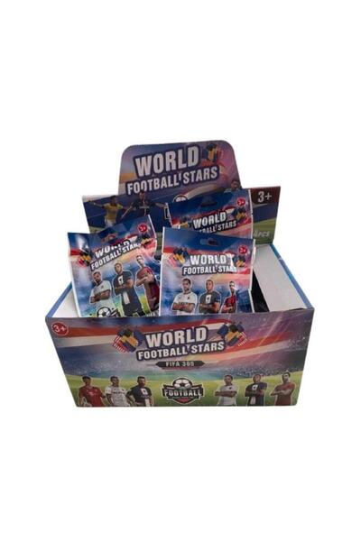 OEM Box with 24 Football Stars World envelopes, figurine and surprise cards, 7 cm, 3 years+