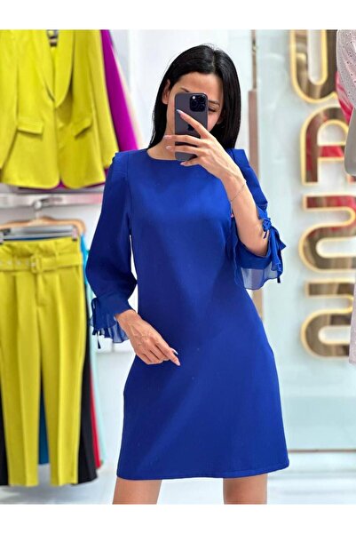 Swass Cobalt Mini Dress with Three Quarter Sleeve Detail