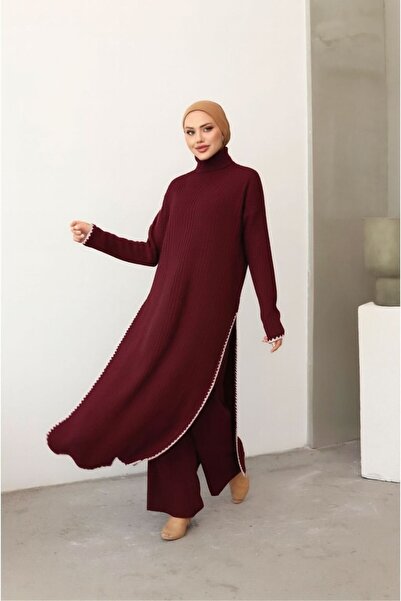 MAY MARA Women's 2-Piece Knitwear Set with Slits and Crochet