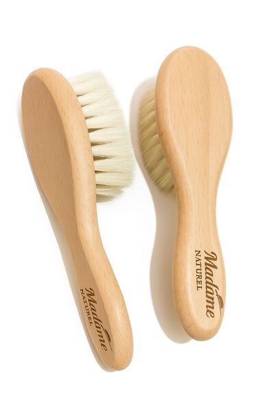 MadameNatural Baby Set (Bamboo Comb + Baby Brush) 100% Natural Goat Hair