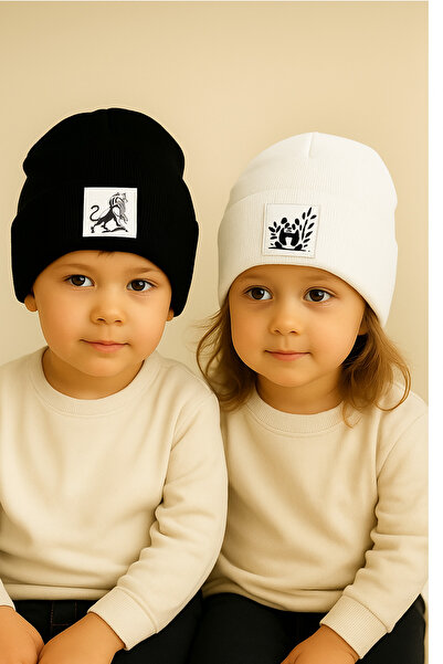ESES BEBE 2-Pack Unisex Flexible Ribbed Knit Beanie Set