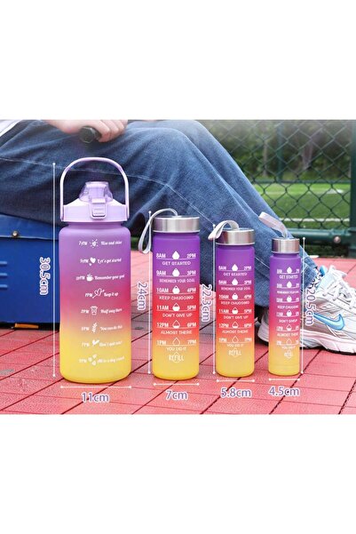 nuzki New 4-piece gradient frosted large-capacity plastic straw water bottle (wobbler)
