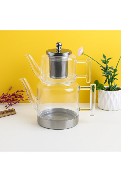 Kitchen Way طقم إبريق شاي من الزجاج البوروسيليكات ماركة ماريلا طراز KW-842