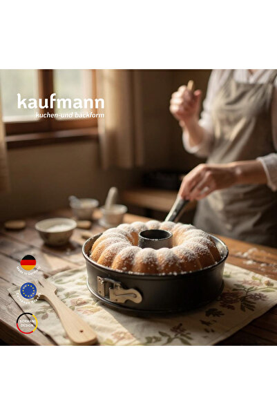 KAUFMANN DÜZ & GENİŞ ÇİFT TABANLI KELEPÇELİ KEK KALIBI 28 CM