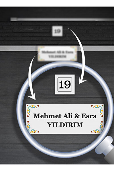 Azresa Şık Pembe Çerçeveli Kapı İsimlik & Numara Seti