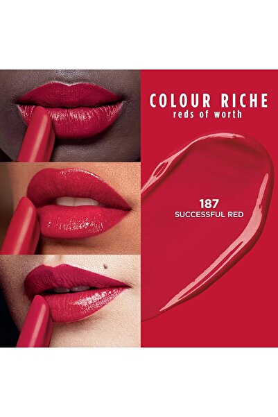 L'oreal Ruj solid Colour Riche Lipstick Successful Red 187