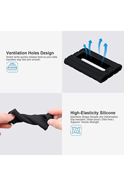 Lacdo Silicone Carrying Case for Samsung T7 Shield Portable SSD (1/2/4TB) with Lanyard, Black