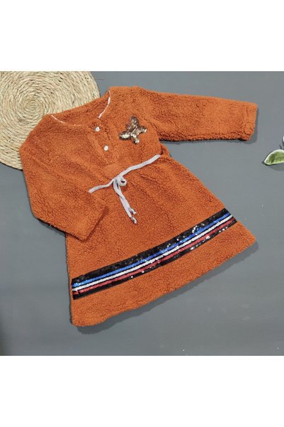 mj kids Lamb Velvet Girls' Dress with Wool Lining
