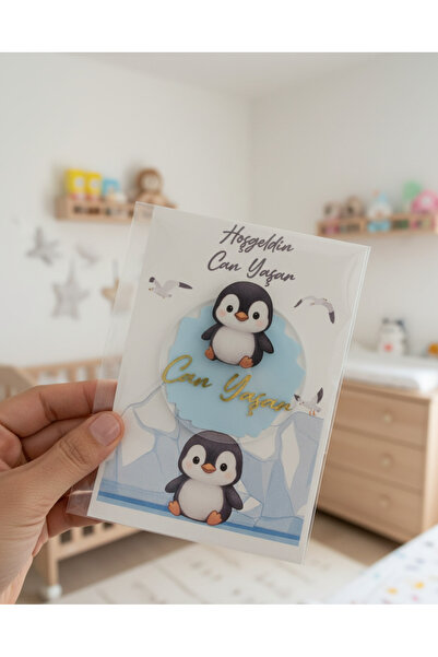 LABİREND PRODUCTS 10'lu paket Şeffaf Pleksi Penguen Figürlü Bebek Magnet Kart...