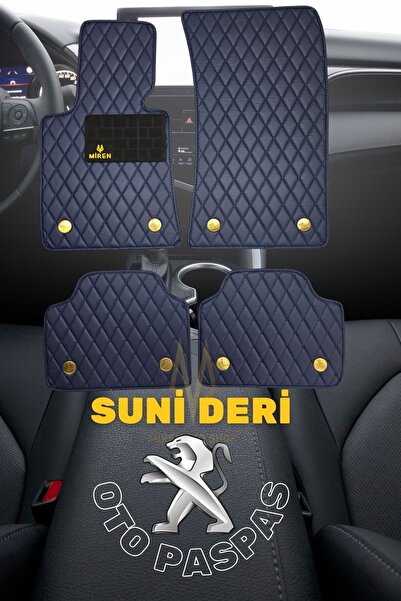 Miren Suni Deri Oto Paspas – Peugeut Tüm Modeller - 5 Katmanlı Araca Özel, Su...