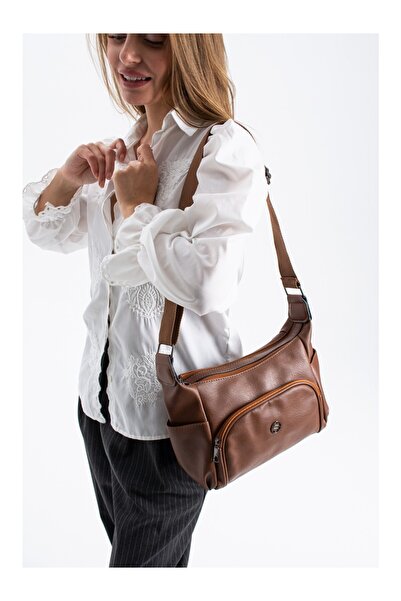 Sanmorris Kadın Ayarlanabilir Çapraz Askılı Çok Gözlü Suni Deri Omuz Çantası ...