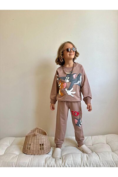 RAPAPA Boy's Printed Bottom Top Mink Tracksuit Set - 4053