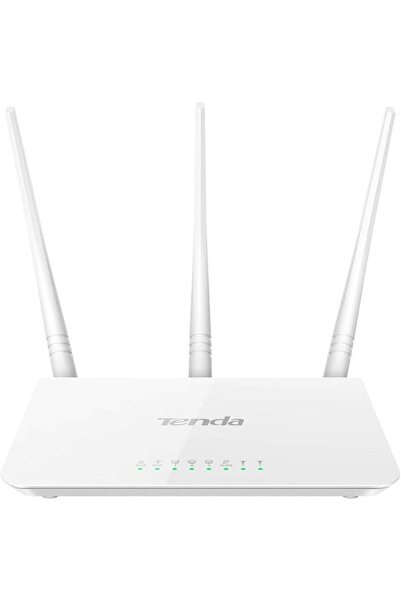 Tenda جهاز توجيه واي فاي لاسلكي N300 مع هوائيات عالية الطاقة 5 ديسيبل (F3)، أبيض