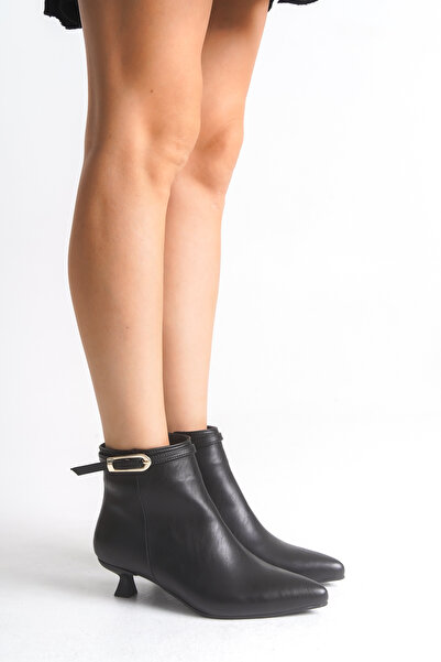 LEVONYA Γυναικεία κοντά μποτάκια με μαύρη πλαϊνή πόρπη