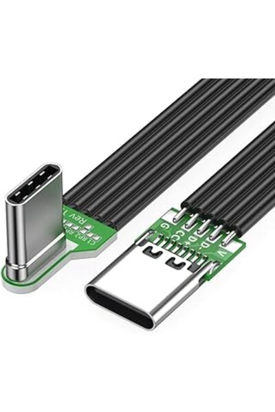 KASTWAVE كابل تمديد مسطح من USB C ذكر إلى أنثى، زاوية قائمة 90 درجة، USB من ا...