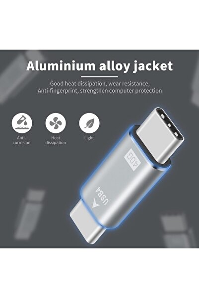 Duttek USB4 to USB-C Male Adapter, 40Gbps, Silver