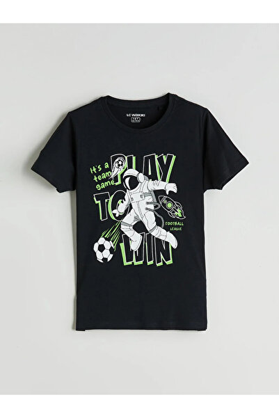 LC Waikiki Lcw Kids Black Crew Neck Boy Pajamas Set