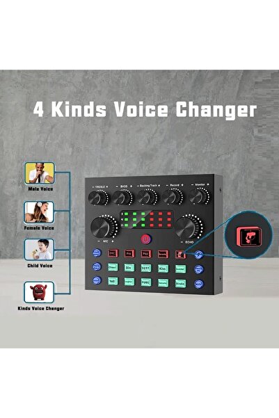 LinJie V8S Live Sound Card Mini Sound Mixer Portable Audio Mixer Voice Changer