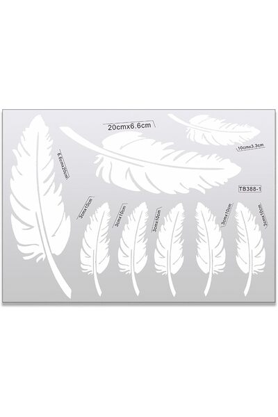 Generic White Feather Car Decal Set, Waterproof Vinyl Stickers, 20 cm x 6.6 cm Large and 10 cm x 3.3 cm Smal