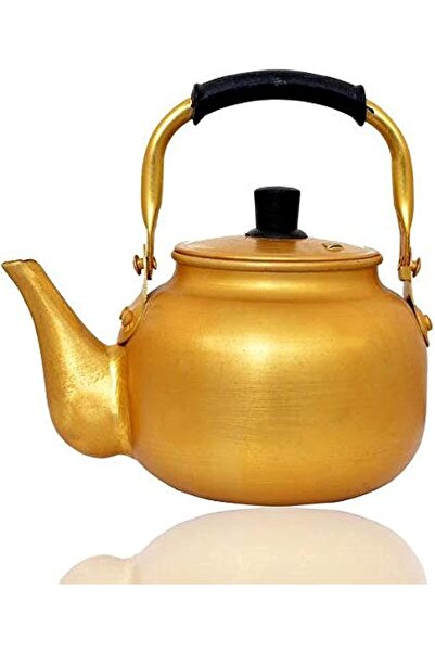 Generic Traditional Gold Teapot with Black Handle, Large Capacity Tea Kettle for Loose Leaf Tea - 1L