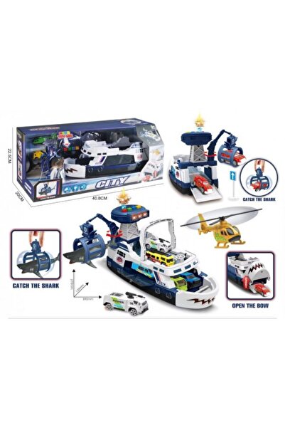OEM Children's Boat with Crane and Catapult - Blue (Shark Attack)