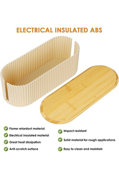 Yelajoy Cable Management Box with Bamboo Cover 12.6×5.4×4.4 in — Child & Pet Safe, Dust-Resistan