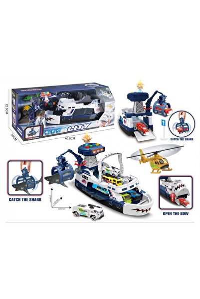 OEM Children's Boat with Crane and Catapult - Blue (Shark Attack)