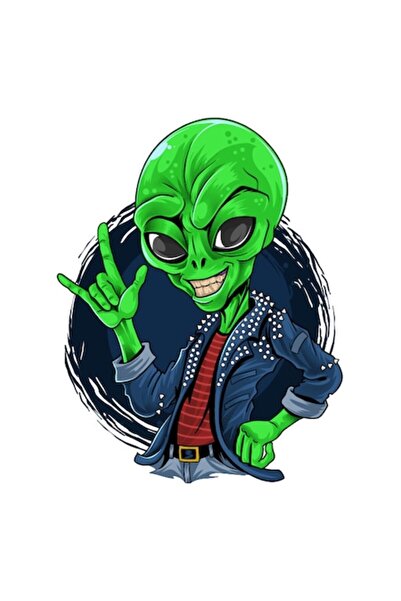 OEM Car fuel tank flap sticker Alien rocker, 8 x 10 cm