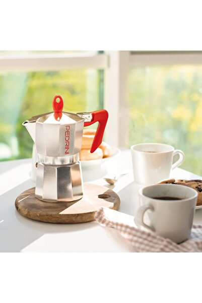 Pedrini Caffettiera Espresso Maker 9081, 1 Cup, Red, Aluminum