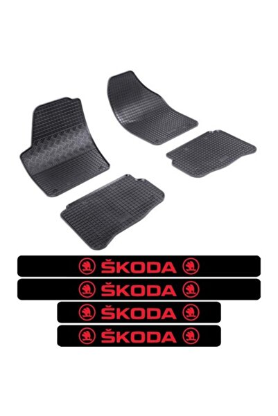 Rigum Covorașe de cauciuc Skoda Fabia I Sedan (2000-2007) cu set de 4 autocol...