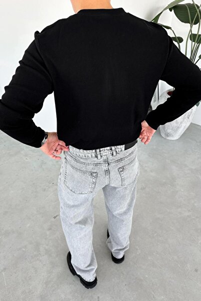 HAFKAGİYİM Μαύρο μακρυμάνικο μπλουζάκι με γιακά με κουμπιά