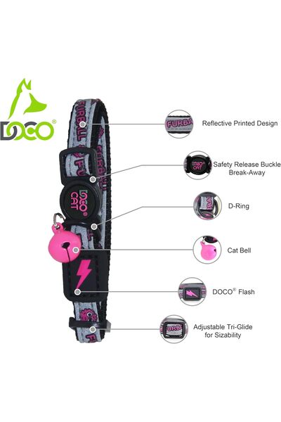 Doco Reflective Cat Collar (DCAT011) Color - Green (3/8 x 7.5-12")