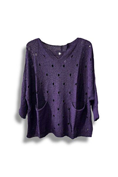 SUMEF Γυναικεία πλεκτή μπλούζα Mercerized oversized – Τυπικό μέγεθος (ταιριάζει στους μεγέθους 38-48) – Κομψό και άνετο καλοκαιρινό πουλόβερ